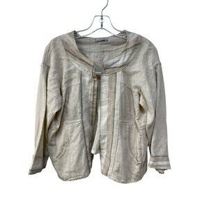 Revised in Seabeck Sand Beige Soft Thin Linen Cardigan Shirt Jacket Top Sz Large